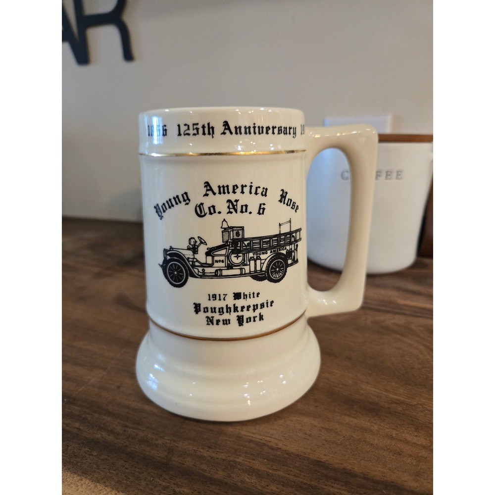 Vintage Starcrestware Young America Hose Co No 6 Fireman Stein Poughkeepsie NY
